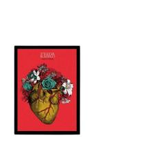 Quadro Coração Frida Khalo Moldura Branca Com Vidro 24X18Cm