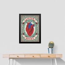 Quadro Coração Listen To Your Heart 33X24Cm - Com Vidro Quadro Coração Listen To Your Heart 33X24Cm - Com Vidro