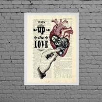 Quadro Coração Turn Up The Love 45x34cm - com vidro