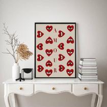 Quadro Corações Com Olhos - Amour 33X24Cm - Com Vidro Quadro Corações Com Olhos - Amour 33X24Cm - Com Vidro