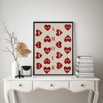 Quadro Corações Com Olhos - Amour 45x34cm - com vidro Quadro Corações Com Olhos - Amour 45x34cm - com vidro