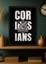 Quadro Corinthians Escudo Oficial com Vidro e Moldura Preta Tamanho:21cm x 30cm (A4)