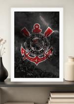 Quadro Corinthians Raça com Vidro e Moldura Branca