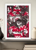 Quadro Corinthians Retrô com Vidro e Moldura Branca Tam:A4