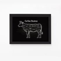 Quadro Cortes Brasileiros Bovino Moldura Preta 33x43cm
