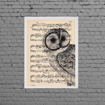 Quadro Coruja Com Partitura 33X24Cm - Com Vidro Quadro Coruja Com Partitura 33X24Cm - Com Vidro
