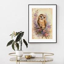 Quadro Coruja Vintage - 60x48cm Quadro Coruja Vintage - 60x48cm