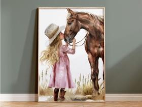 Quadro Cowgirl Boiadeira Cavalo Rodeio Quarto Menina Decoração