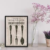 Quadro Cozinha Amigos São Bem Vindos 33X24Cm - Vidro Branca