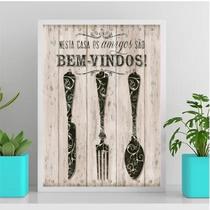Quadro Cozinha Amigos São Bem Vindos 45X34Cm Branca