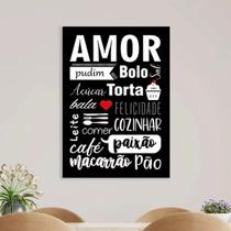 Quadro Cozinha Amor Nome De Comidas 24x18cm - com vidro Quadro Cozinha Amor Nome De Comidas 24x18cm - com vidro