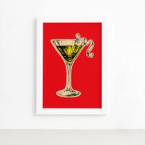 Quadro Cozinha Bebidas Drink 04 Moldura Branca 22x32cm