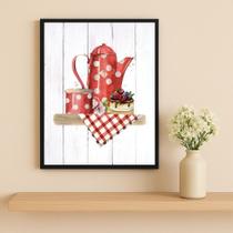 Quadro Cozinha Bule Café Poá Verm 24x18cm Mold Branca Quadro Cozinha Bule Café Poá Verm 24x18cm Mold Branca