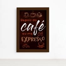 Quadro Cozinha Café Expresso Moldura Marrom 22x32cm