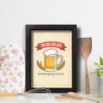 Quadro Cozinha Cerveja Drink Cold 22x32cm Moldura Preta Quadro Cozinha Cerveja Drink Cold 22x32cm Moldura Preta