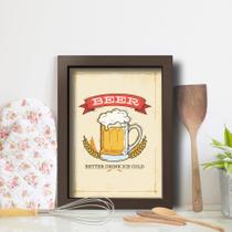 Quadro Cozinha Cerveja Drink Cold 33x43cm Moldura Marrom Quadro Cozinha Cerveja Drink Cold 33x43cm Moldura Marrom