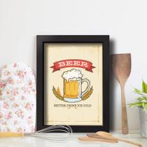 Quadro Cozinha Cerveja Drink Cold 33x43cm Moldura Preta Quadro Cozinha Cerveja Drink Cold 33x43cm Moldura Preta