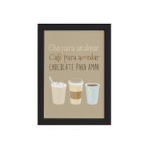 Quadro Cozinha Chá, Café e Chocolate Moldura Preta 33x43cm