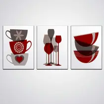 Quadro Cozinha Decoração Em Vermelho