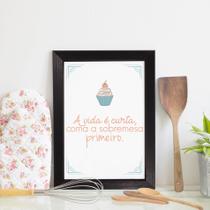 Quadro Cozinha Frase Sobremesa 22x32cm Moldura Preta Quadro Cozinha Frase Sobremesa 22x32cm Moldura Preta