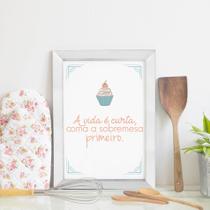Quadro Cozinha Frase Sobremesa 33x43cm Moldura Branca Quadro Cozinha Frase Sobremesa 33x43cm Moldura Branca