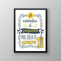 Quadro Cozinha Pequena Amarelo E ul 45X34Cm