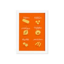 Quadro Cozinha Tipos de Massa Rigatoni Moldura Branca 22x32