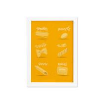 Quadro Cozinha Tipos de Massa Spaguetti Moldura Branca 22x32 Quadro Cozinha Tipos de Massa Spaguetti Moldura Branca 22x32