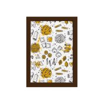 Quadro Cozinha Tipos de Massas Moldura Marrom 22x32cm