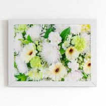 Quadro Crisântemo Branco Flores Foto Moldura Branca 60x40cm Quadro Crisântemo Branco Flores Foto Moldura Branca 60x40cm