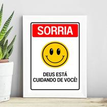 Quadro Cristão Sorria - Jesus Te Ama 33x24cm