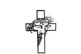 Quadro cruz face de jesus mdf 6 mm 73,5cm x 50 cm