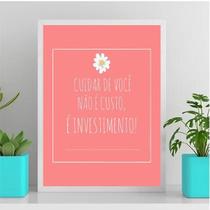 Quadro Cuidar De Você É Investimento 33X24Cm - Vidro Branca