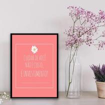Quadro Cuidar De Você É Investimento 45X34Cm Com Vidro Preta
