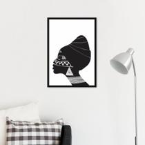 Quadro Cultura Africana Mulher Negra 43x30 Caixa Preto - Casa do Arquiteto