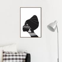 Quadro Cultura Africana Mulher Negra 60x43 Filete Marrom