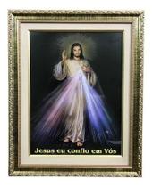 Quadro Da Divina Misericórdia Vidro Grande Moldura Luxo