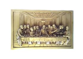 Quadro da Santa Ceia De Parede Dourada 25x16 Cm Alto Relevo Pintura A Mão para presente