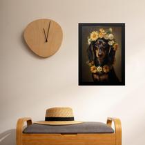 Quadro Dachshund Coroa De Flores 24x18cm