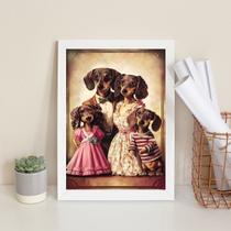 Quadro Dachshund Family 24x18cm - com vidro