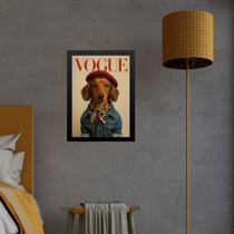 Quadro Dachshund Fashion - Capa De Revista 33X24Cm - Vidro