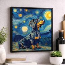 Quadro Dachshund Van Gogh 33x33cm Mold Branca Quadro Dachshund Van Gogh 33x33cm Mold Branca