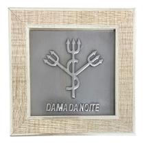 Quadro Dama da Noite Madeira Carvalho e Metal 18 x18 cm