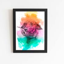 Quadro Daschund Cachorro Salsicha Aquarela Moldura 20x30cm Quadro Daschund Cachorro Salsicha Aquarela Moldura 20x30cm