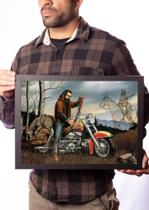 Quadro David Mann Arte Motociclista Caçador Decoração
