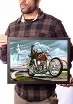 Quadro David Mann Arte Paisagem Mulher Motociclista