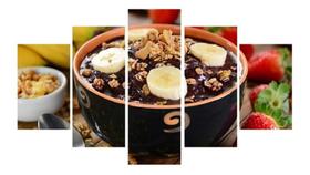 Quadro De 5 Peças Açai Na Tigela Açai Decorados Artes Mod