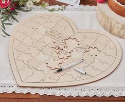 Quadro de Assinaturas Coração MDF - Quebra Cabeça Personalizado para Festas