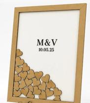 Quadro de Assinaturas Corações em MDF Personalizado - 40cm x 30cm Quadro de Assinaturas Corações em MDF Personalizado - 40cm x 30cm