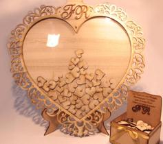 Quadro de Assinaturas Personalizado com 100 Corações em MDF Quadro de Assinaturas Personalizado com 100 Corações em MDF